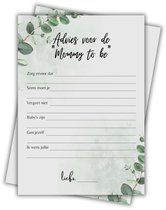 Babyshower Invulkaart 'Advies voor Mama' - 20 stuks - Babyshower Spelletjes - Babyshower Kaarten - Gender Reveal - Gender Reveal Spelletjes - A6 Formaat - Nature Green Collectie