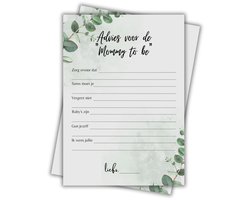 Babyshower Invulkaart 'Advies voor Mama' - 20 stuks - Babyshower Spelletjes - Babyshower Kaarten - Gender Reveal - Gender Reveal Spelletjes - A6 Formaat - Nature Green Collectie