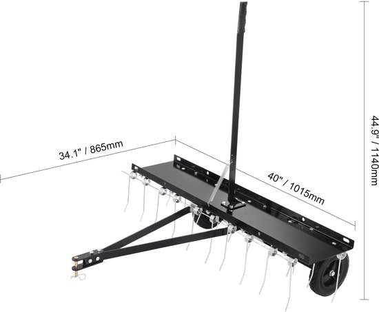 Verticuteerhark - Verticuteermachine - Strooiwagen - Trekker achter verticuteermachine - 40in - met 20 Veerstalen tanden - voor ATV of maaier trekker achter gazon van Agri-Fab — afbeelding 5