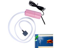 Luchtpompje Aquarium - 90 l/h - Met Luchtsteen En Siliconen Buis - USB-Poorten - Aquarium Zuurstof Pomp - USB Mini Aquarium Luchtpomp - Energiebesparende Beluchter - Draagbare Aquarium Luchtpomp - Kan Met Je Meegedragen Worden - roze
