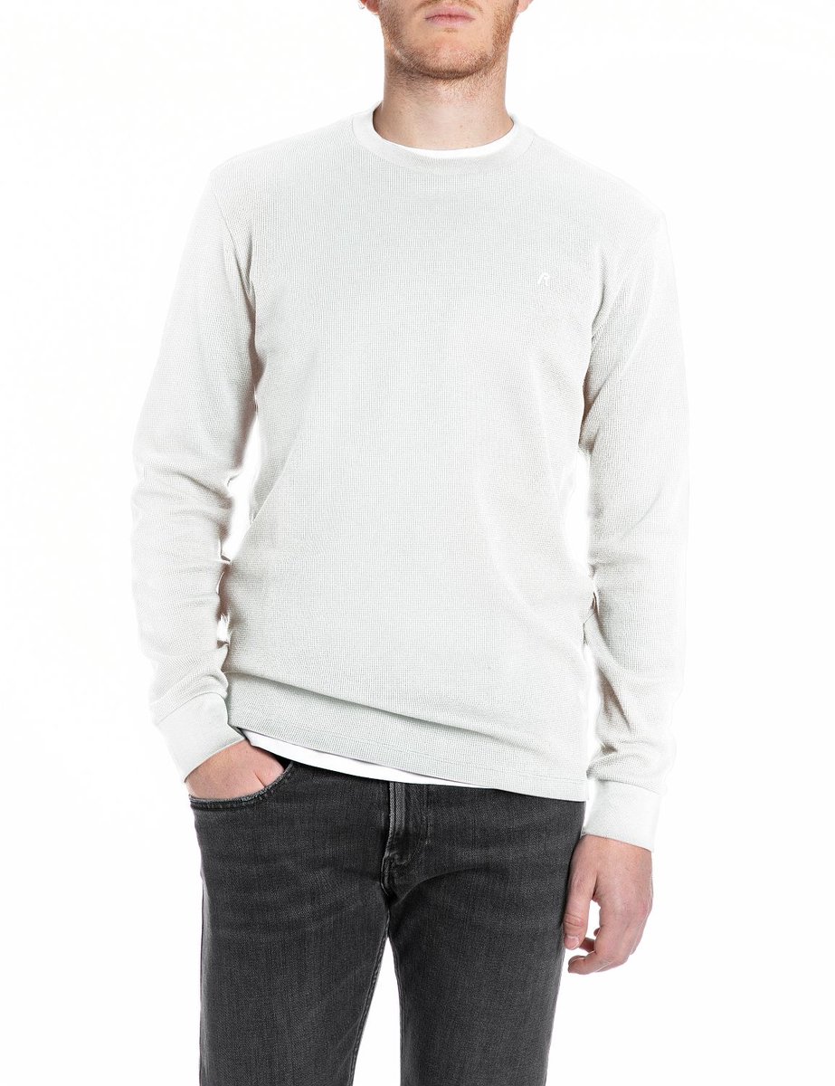 Replay Heren Longsleeve regular fit Wit 3XL Ronde Hals Volwassenen