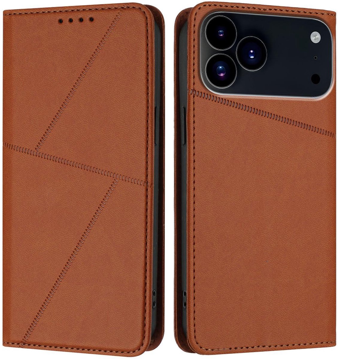 Mobigear Telefoonhoesje geschikt voor Apple iPhone 17 Pro Max Hoesje | Mobigear Frosted Flip Bookcase Portemonnee | Pasjeshouder voor 2 Pasjes | Telefoonhoesje voor Pinpas / OV Kaart / Rijbewijs - Bruin