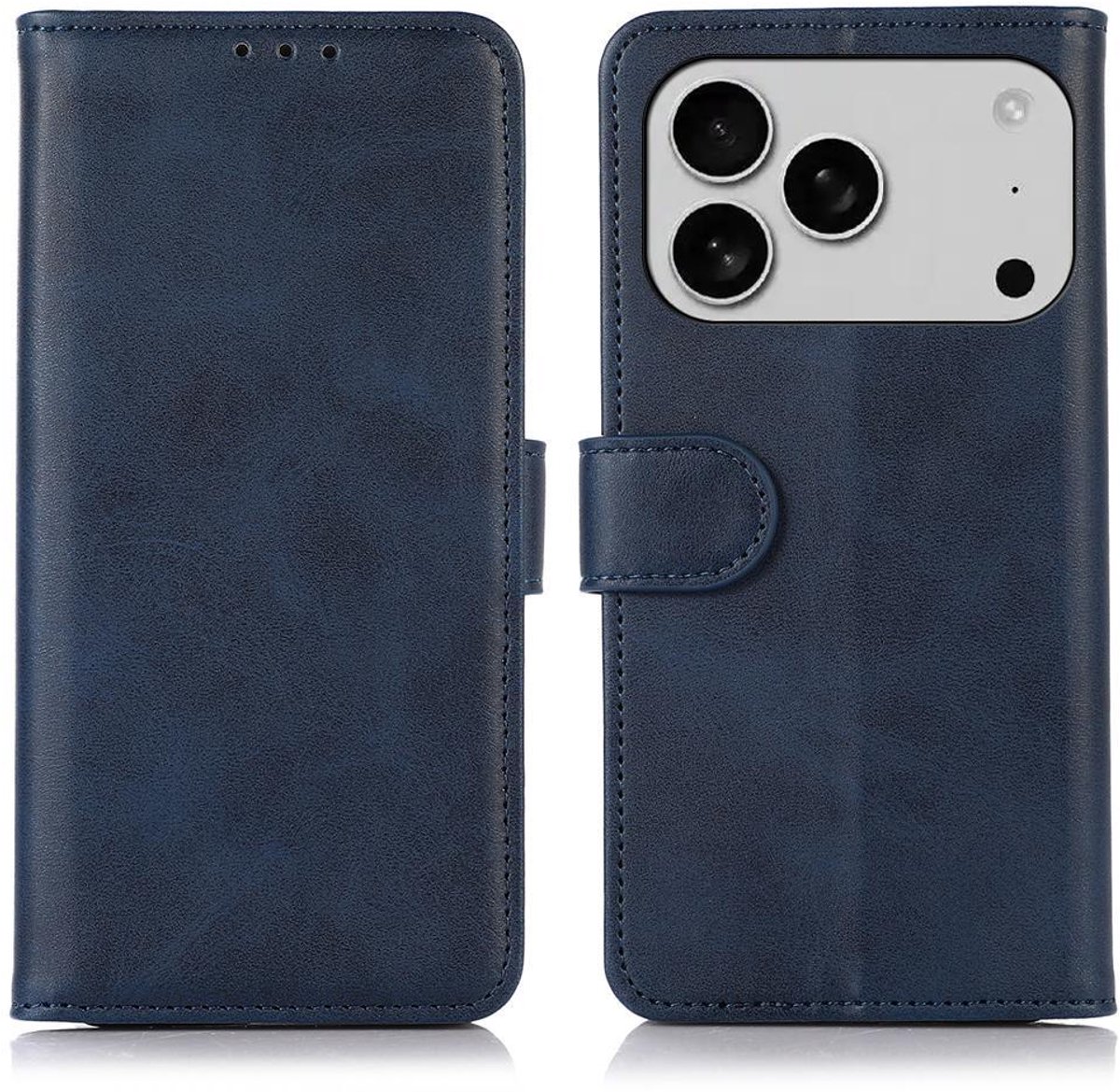 Mobigear Telefoonhoesje geschikt voor Apple iPhone 17 Pro Max Hoesje | Mobigear Wallet Bookcase Portemonnee | Pasjeshouder voor 3 Pasjes | Telefoonhoesje voor Pinpas / OV Kaart / Rijbewijs - Blauw