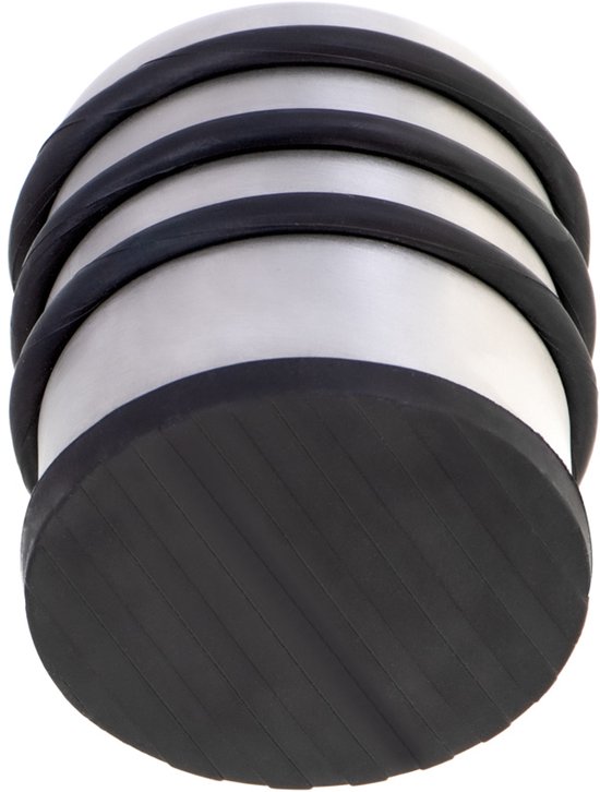Set de 2 Arrêts de porte - Butée de porte en acier inoxydable avec fond antidérapant - 1 kg Pour l'intérieur et l'extérieur - Butée de porte ⌀7 x 7,5 cm