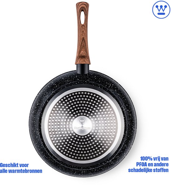 Westinghouse Koekenpan – Ø 28 cm – Inductie Pan – Black Marble Wood
