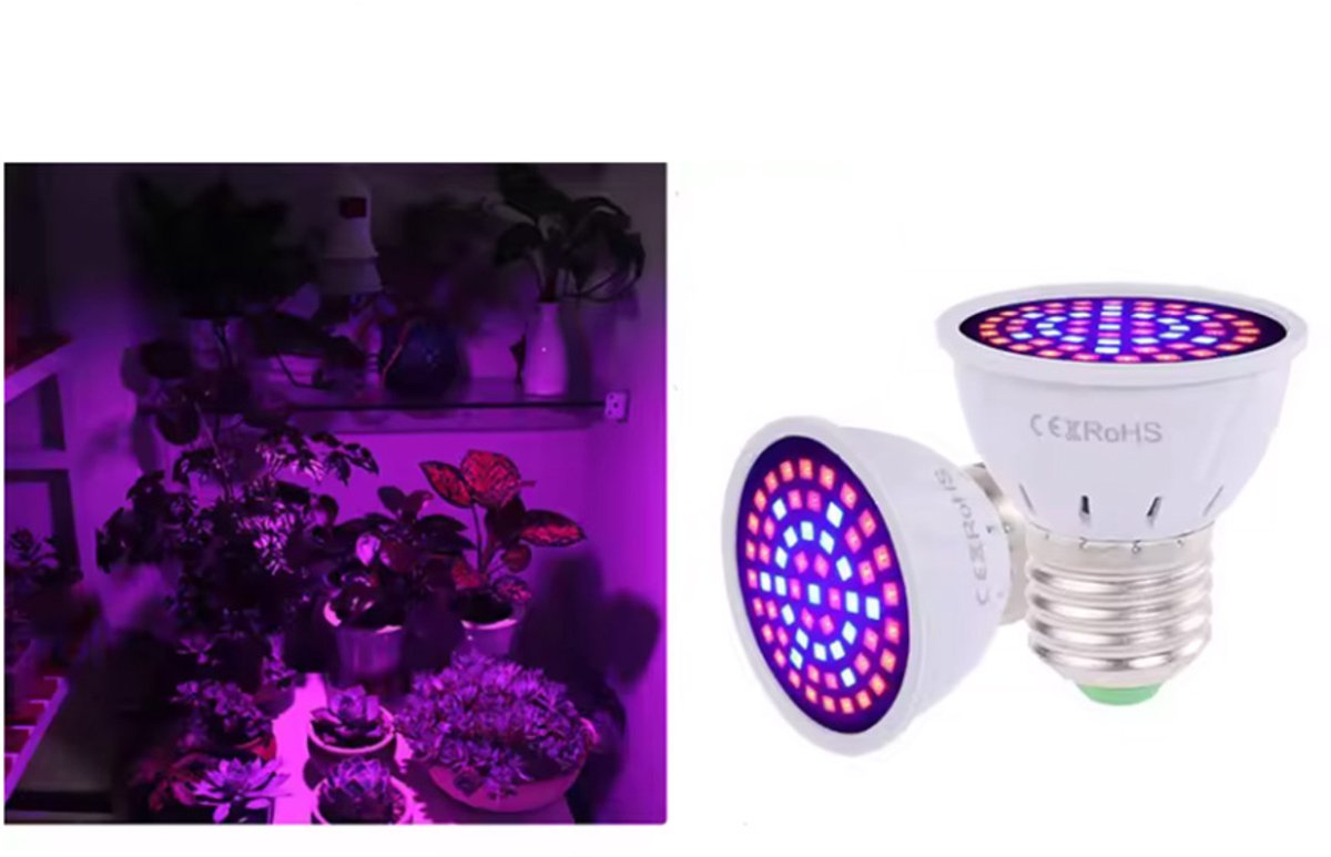 Groeilamp - LED groeilampen - 2 stuks - 5W - E27 fitting - LED lampjes - 48LEDS - CHPN