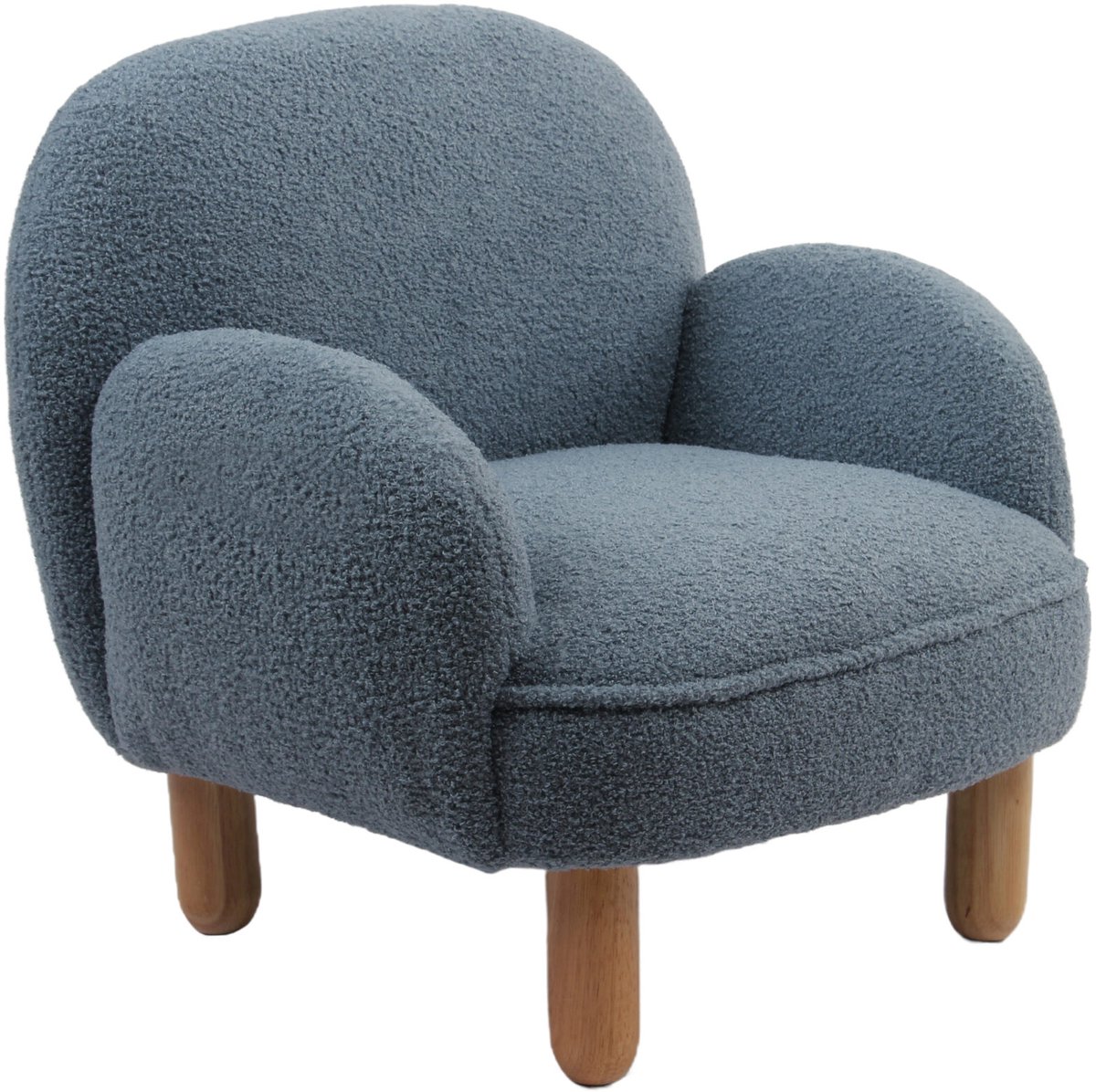 Kinderfauteuil Rocky - 56x54x49cm - Blauwe Boucléstof