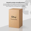 Een bruine kartonnen doos met 'Olvy Watchwinder' logo.