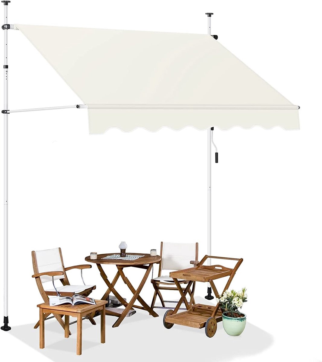 warraich-Klemluifel – Hoogte verstelbaar, UV-bestendig en waterdicht (eenvoudige boorvrije montage)-200 cm Beige