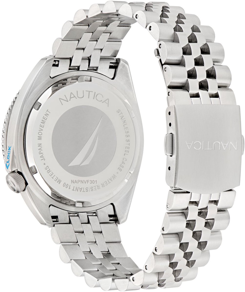 Nautica Nautica Vintage Quartz Analog Zilverkleur En Blauw Case: 100% Stainless Steel , Armband: 100% Stainless Steel 44 mm NAPNVF301