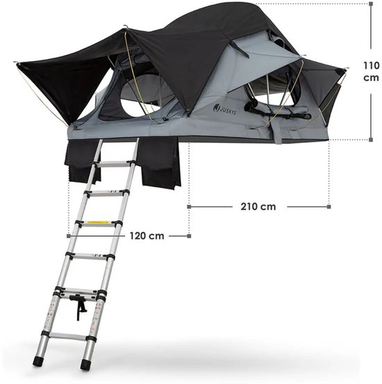 Daktent Lago - 2-persoons - Incl. Matras - Zwart / Grijs — afbeelding 4