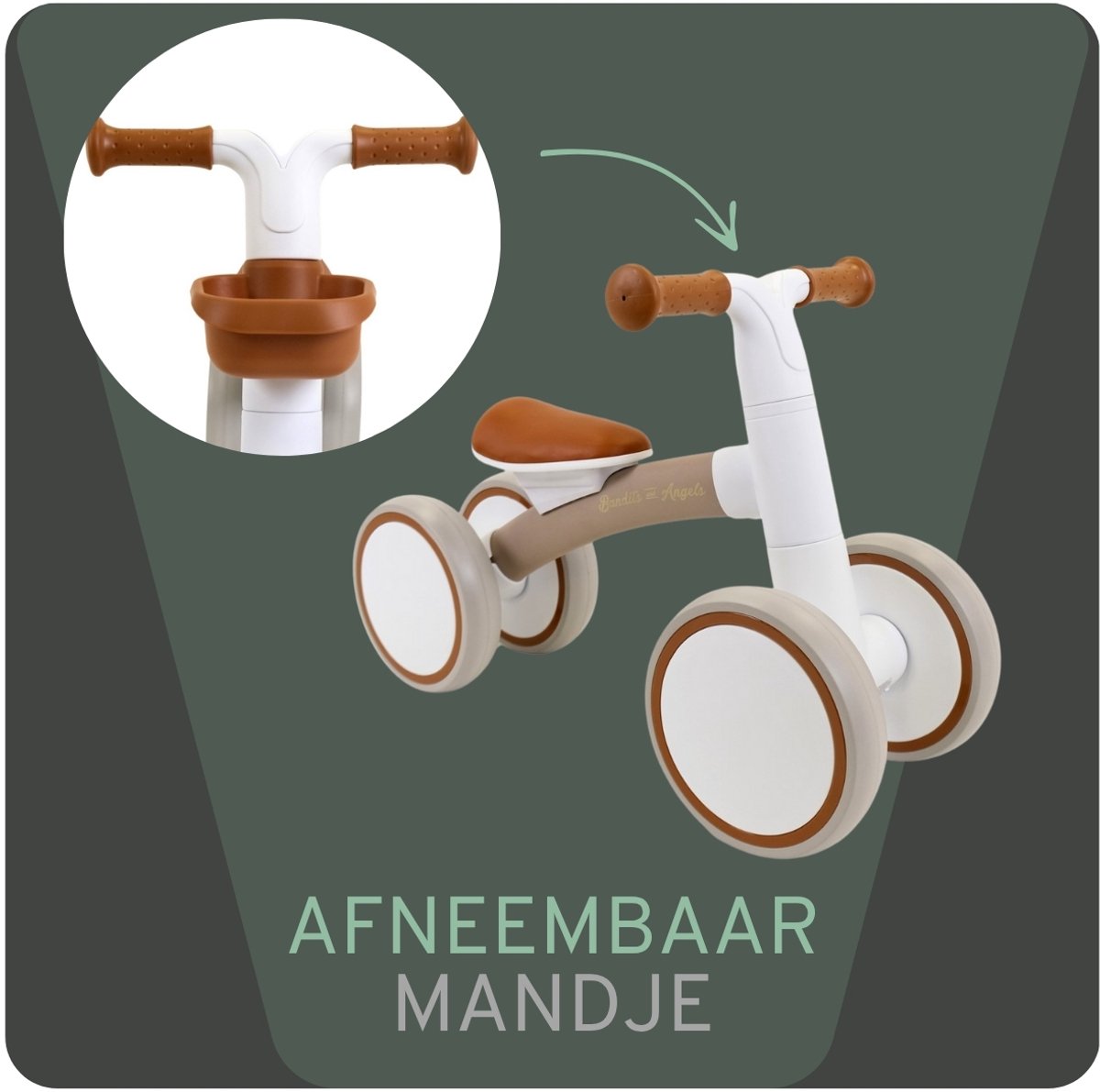 Bandits & Angels Loopfiets First Rider Sand vanaf 1 Jaar voor Jongens en Meisjes - Metaal - Beige Loop Fiets - Compact en Veilig voor Binnen en Buiten — afbeelding 2