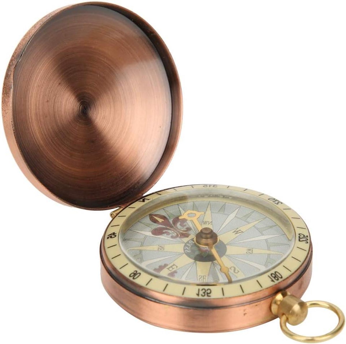 Allecto Plus - Messing Zakkompas voor Outdoor Activiteiten - Vintage Brons - Draagbaar Kompas met Auto Deksel Opening - Zakhorloge Functie - Jacht Navigatie Hulpmiddel