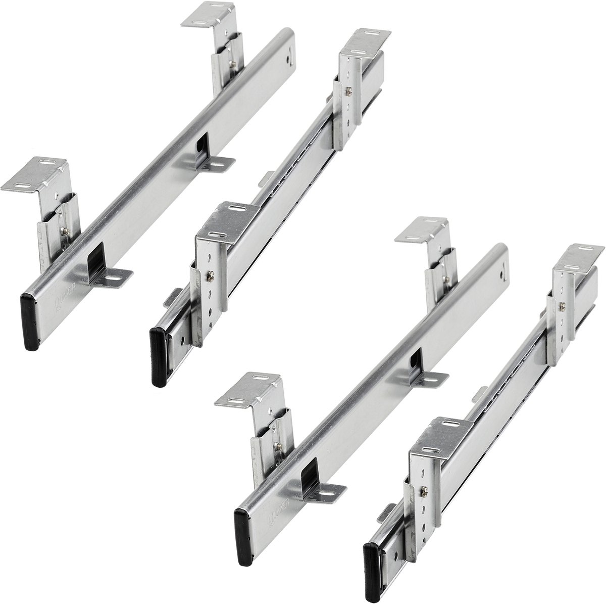 2 Paar JUNKER Toetsenbordlade KT1-30-H35-400-NF 400 mm Zilverkleurig (Gedeeltelijk uittrekbaar / Met montagebeugel / Hoogte verstelbaar / Belastbaar tot 30 kg) Toetsenbordplank voor onderbouw