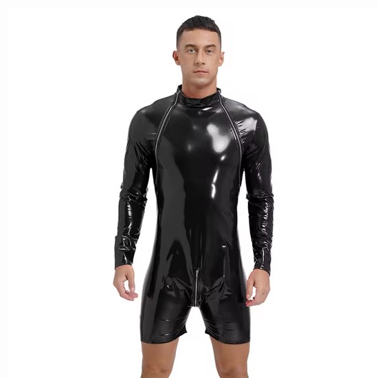 Body En Cuir Latex Brillant Sans Manches - Combinaison Lingerie Avec Fermeture éclair - Neuf Avec étiquettes