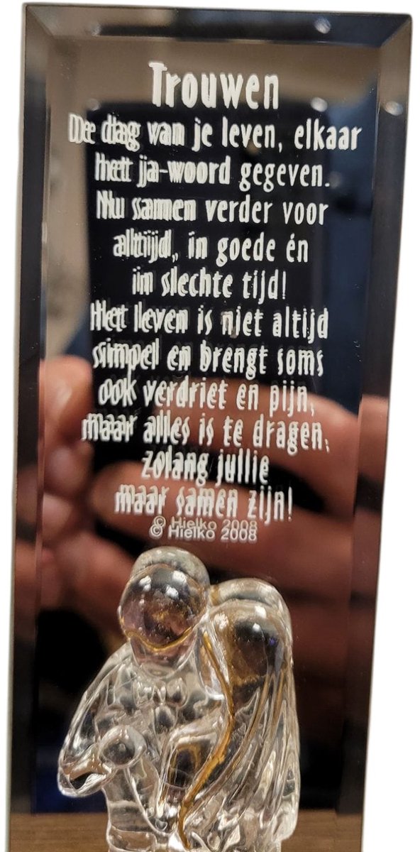 Spiegel met gedicht Trouwen in geschenkverpakking, huwelijk, emotie, gedichtenspiegel