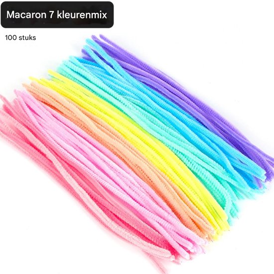 500 Stuks Macaron-Kleurige Chenilledraad in 10 Pastelkleuren, 30 cm
