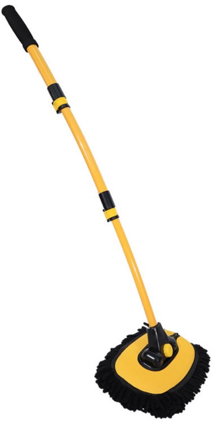 Autowasborstel Mop - Wasborstel - Voertuigen Reinigen - Telescopisch Verstelbaar - Tot 102 cm - Zwart Geel