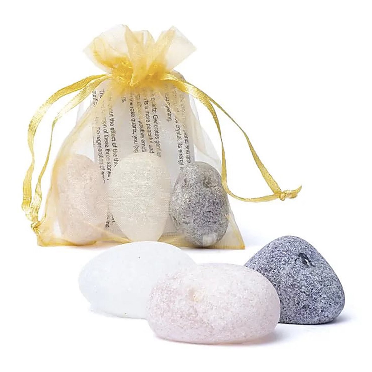 Edelsteen Emma egg - gouden driehoek - Amethist - Bergkristal - Rozenkwarts