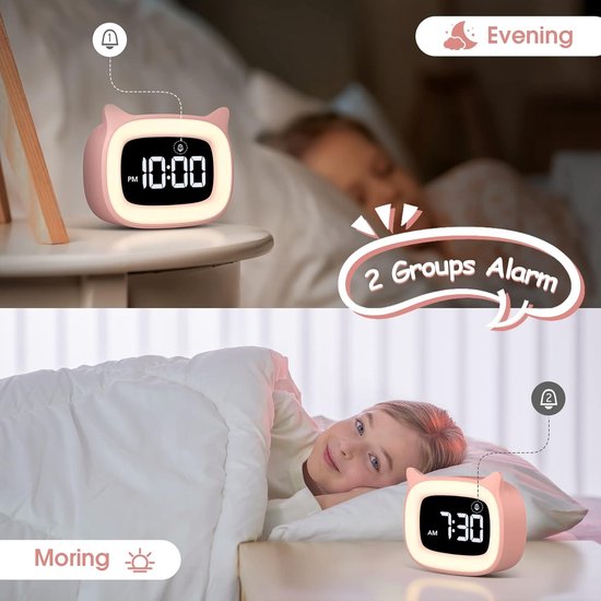 RFWR® Digitale Kinderwekker met LED-nachtlampje en Snooze functie van RFWR — afbeelding 4