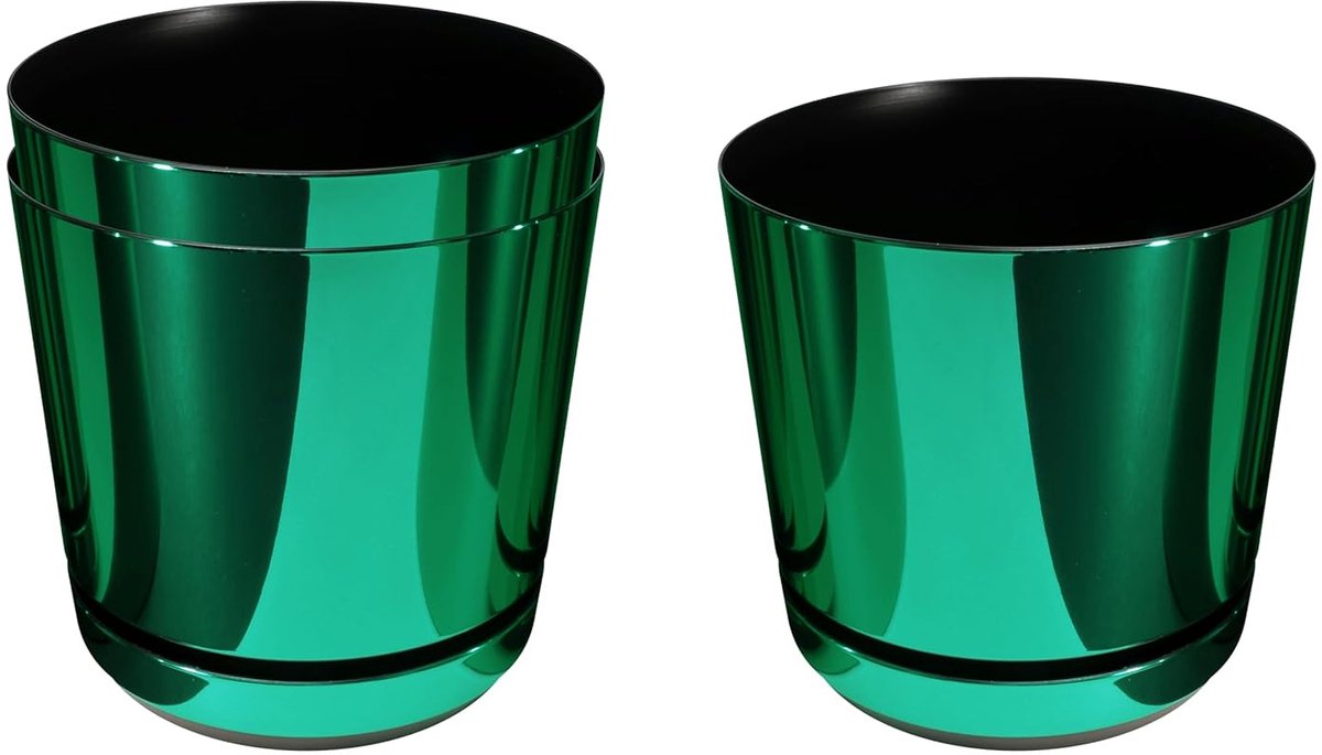 Elegante binnenpot - Glanzend Groen - 26 cm - Gerecycled kunststof