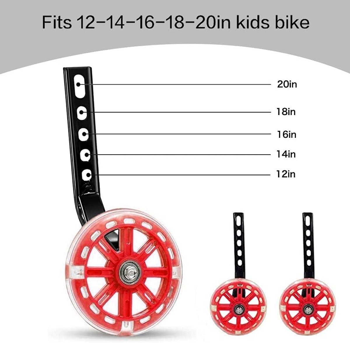 Steunwielen voor kinderfiets - Rode hulpwielen voor volwassenen