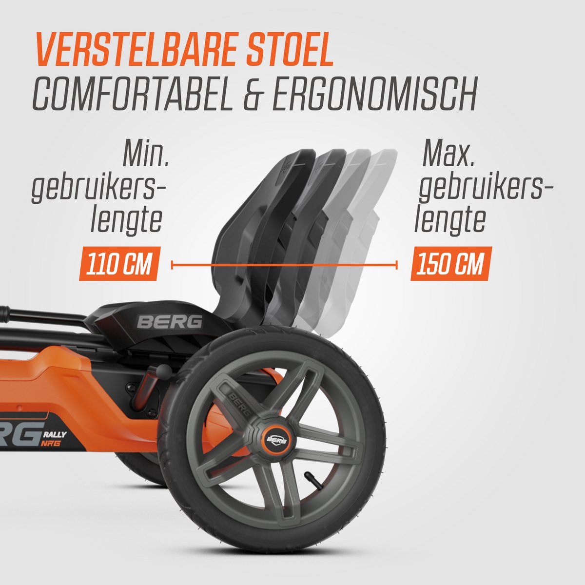 BERG Rally NRG Orange Skelter - 4+ Jaar - Verstelbare stoel - Oranje — afbeelding 8