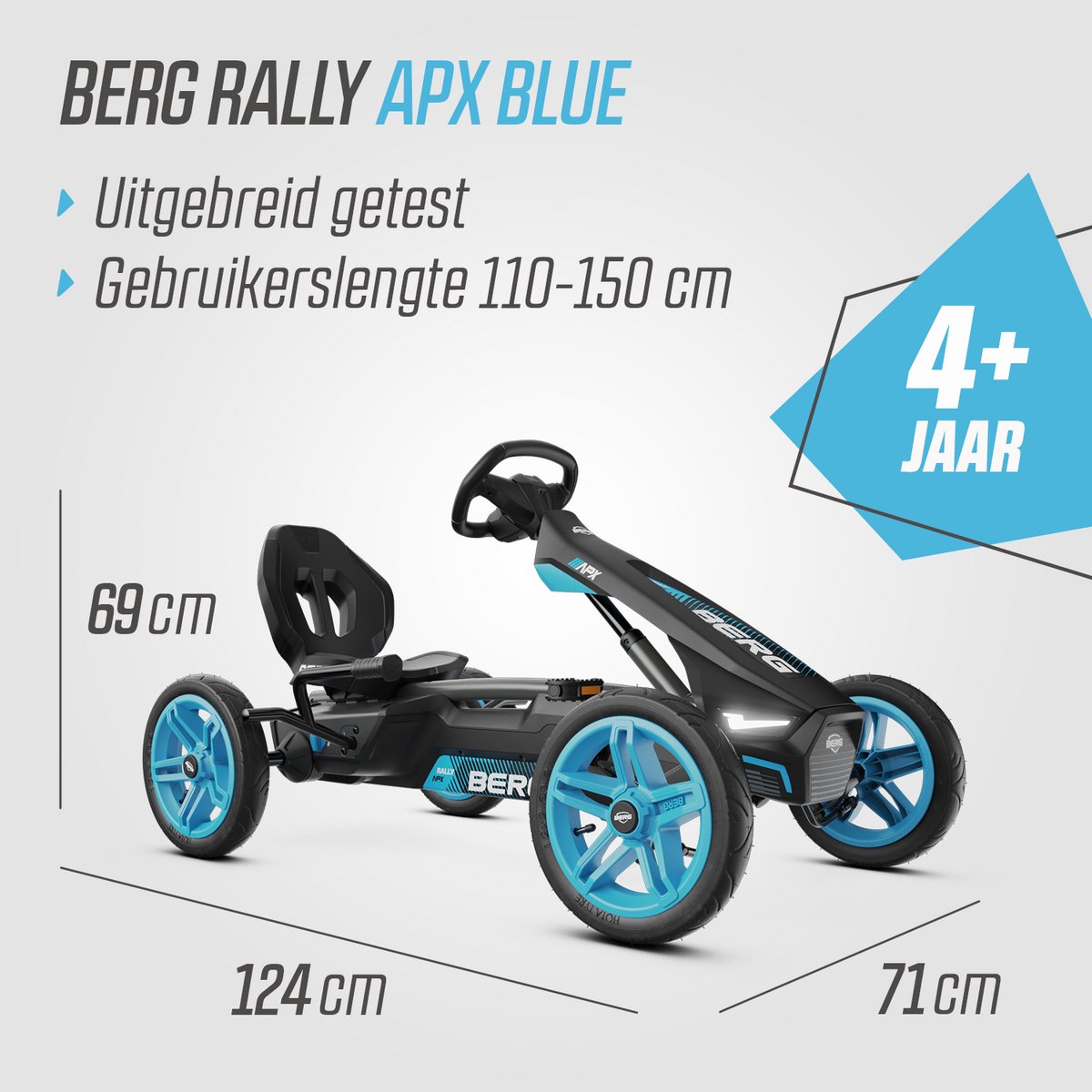BERG Rally APX Blue Skelter - 4+ Jaar - Verstelbare Stoel - LED verlichting - Soundbox Race - Blauw — afbeelding 8