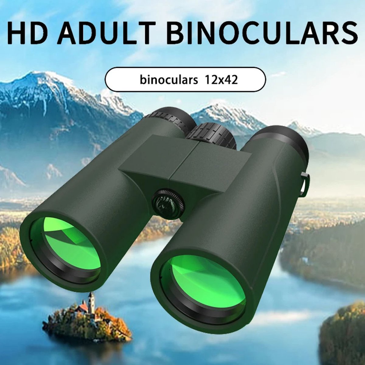 10x42 HD Verrekijker met Krachtige Zoom – Draagbare Telescoop voor Lange Afstand –Hoge Kwaliteit voor Jacht, Camping, Wandelen & Buitensporten