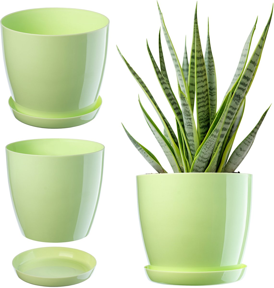 Ronde Bloempot met Onderschaal voor Binnen - Elegante en Lichtgewicht Sierpot Ø 12 cm