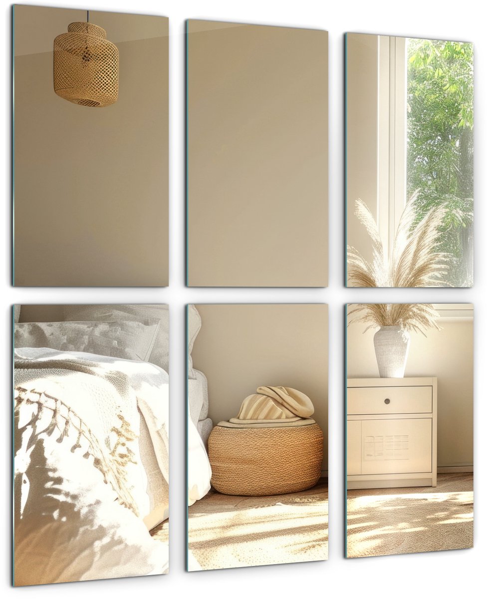 Tulup - Plakspiegel - Spiegeltegel - Spiegel - 30 cm x 20 cm - 6 stuks - Zelfklevende - Plakspiegels - Inloopkastspiegel – Badkamerspiegel - Toiletspiegel - Huis decoratie - Rechthoek - Moderne Wandspiegel - Decorsticker - Wanddecoratie