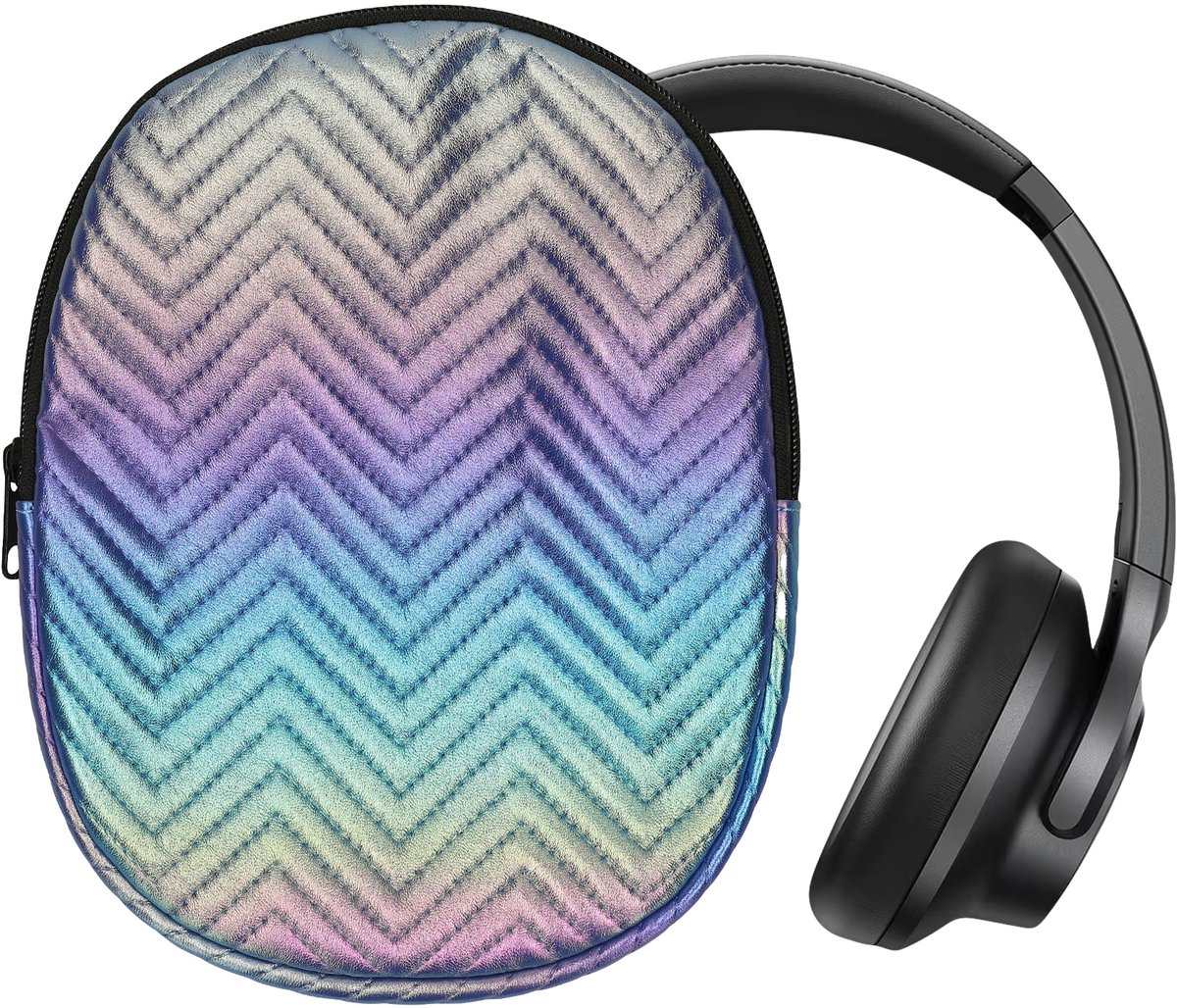 kwmobile Hoes voor Anker Soundcore Q20i Tas – Case voor Headset van Metallic Kunstleer en Nylon – meerkleurig