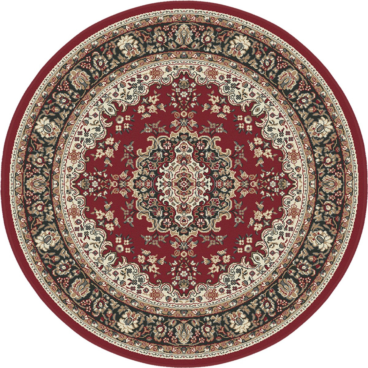 Muratap Klassiek Rood Oosters Rond Vloerkleed – Nain Medaillon Collectie - Traditioneel Vintage Tapijt- 300 CM Ø