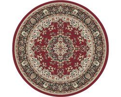 Klassiek Rood Oosters Rond Vloerkleed – Nain Medaillon Collectie - Traditioneel Vintage Tapijt- 300 CM Ø