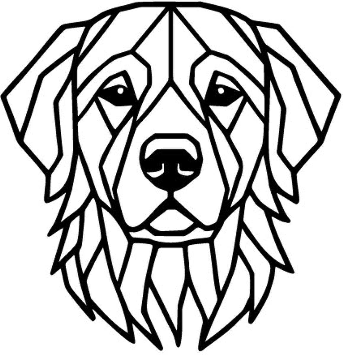 Geometrische hond 1 labrador kop -- Wood Cut out Wall Art by Cutting Edge Design Geschenk Wanddecoratie Huisdier Modern Kunst Stijl Uniek Living Keuken Hobby Home Strak Cadeau