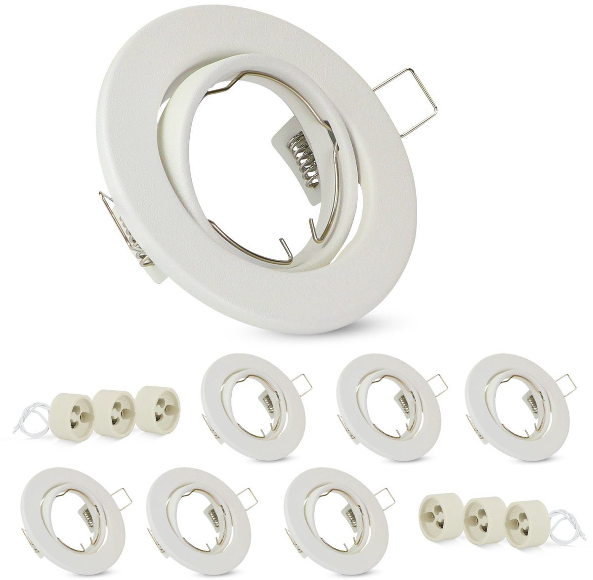NETTLIFE Inbouwspots - wit - GU10 Fitting - 5cm Inbouwlampen - Metaal - verstelbaar 30° - LED Halogeenlampen - voor Woonkamer | Keuken | Hal | Kantoor | Eetkamer - 6 Stuks-excl. lichtbron