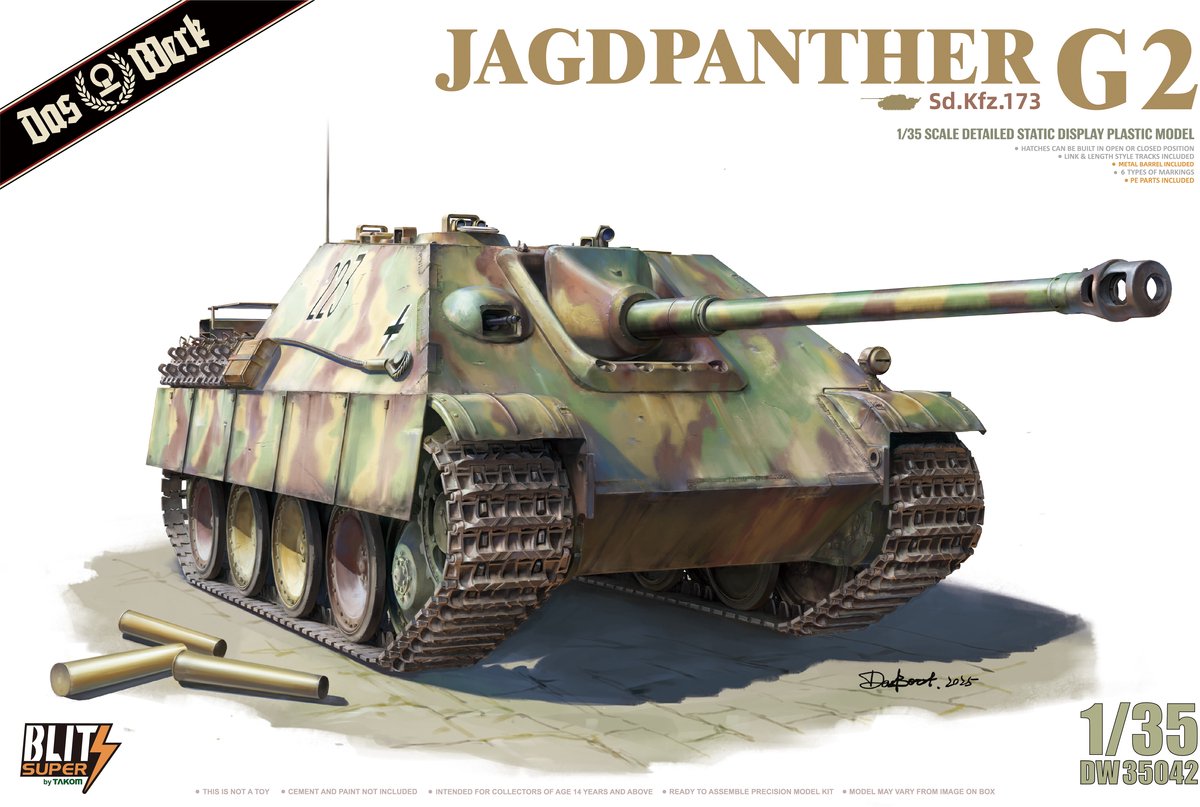 Das Werk Modelbouwpakket Militaire voertuigen - 35042 Jagdpanther G2 - Sd.Kfz. 173 - Tankjager Plastic - 1:35 - Modelbouw