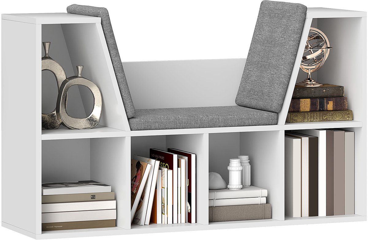 HOMCOM boekenrek - spaanplaat - 105L x 30B x 63H cm - wit