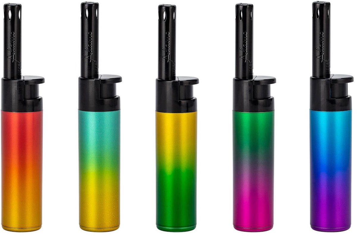 Adamo Milan Metallic Gradient Aansteker - Multifunctioneel met lange hals voor oa BBQ, kaarsen en fornuis - set van 5 stuks