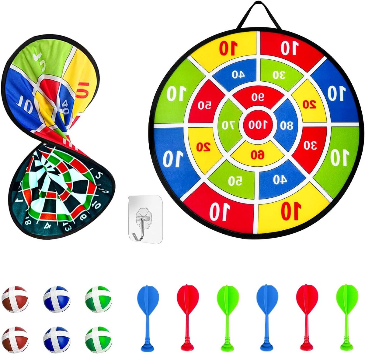 Zeynomax - Dartbord 66 cm voor kinderen | Opvouwbaar speelgoed | Veilig spel | Cadeau voor indoor en outdoor gebruik