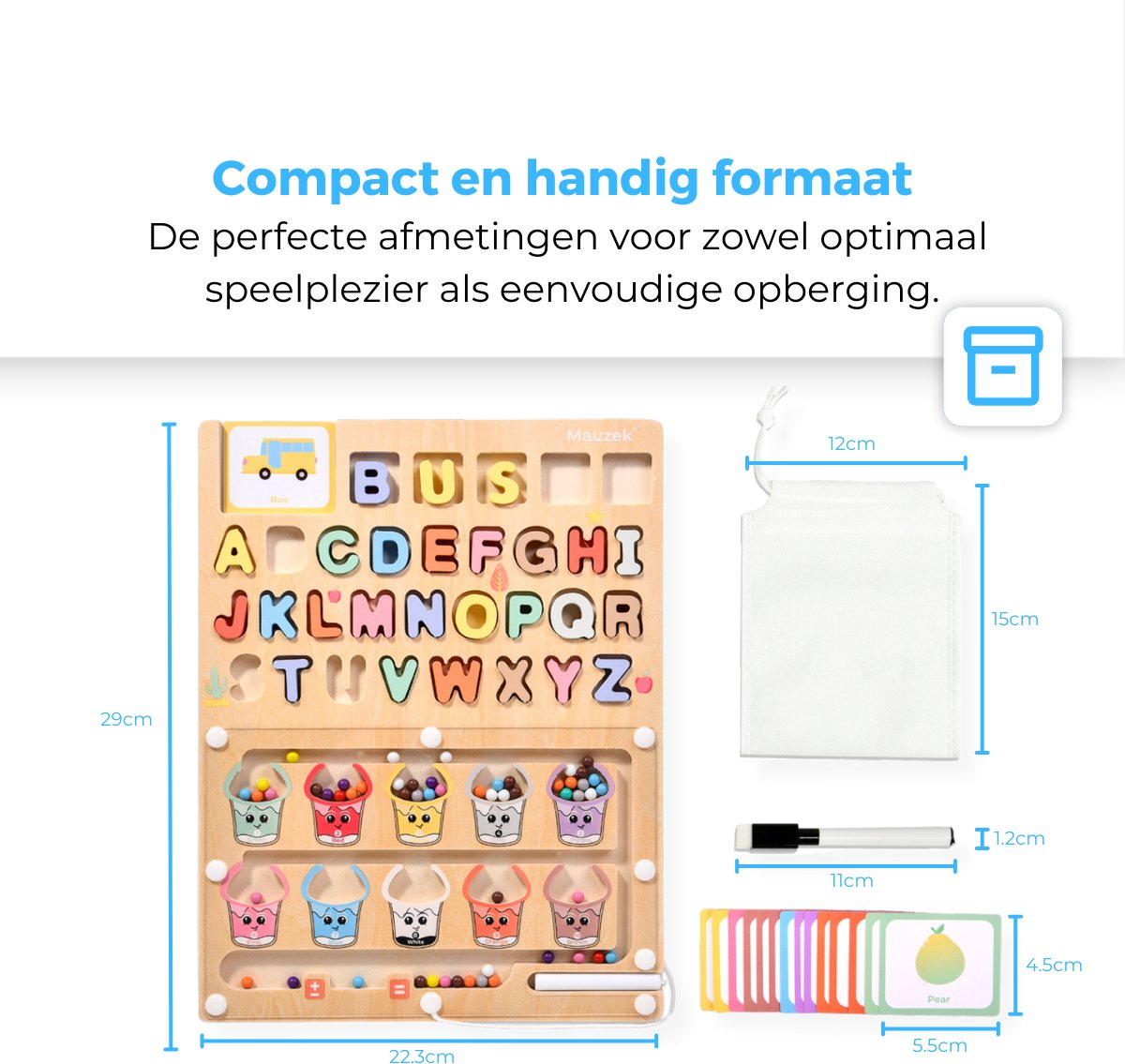 Mauzek® Magnetisch Doolhof Letters en Kleuren – Montessori speelgoed – Houten speelgoed – Sensorisch speelgoed – Alfabet – Activiteitenbord – Motoriek speelgoed – Peuter – Letters – Magneet spel – Jongens – Meisjes – 3 jaar – 4 jaar – 5 jaar – 6 jaar — afbeelding 6
