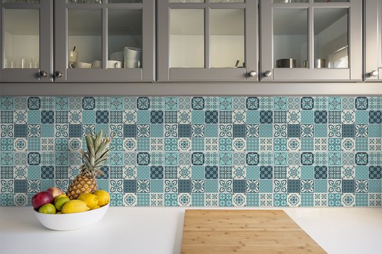 carrelages PVC Tulup - carrelages Vinyl motif portugais - 30 cm x 30 cm - carrelages PVC autocollantes Grijs - Lot de 9 - carrelages Vinyl autocollantes - Dalles adhésives mosaïque - carrelages de sol Vinyl - Dalles adhésives cuisine et salle de bain