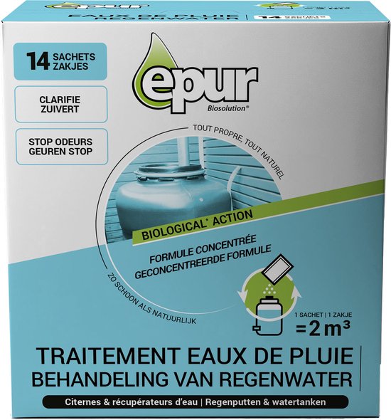 Epur - Geconcentreerde behandeling van regenwater - 14 zakjes, 1 zakje = 2000L