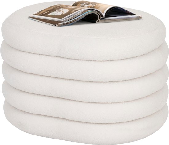 MISOU Teddy Poef - met Opbergruimte - Stoel - Teddy - Opbergpoef - Hocker - Bijzettafel - Bouclé Stof - 59x45cm - COZY