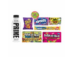 Snackmix (Prime Meta Moon 500ml, Takis Fuego 92.3g, Giant Carnival Sour Pop 140g, Nerds Grape & Strawberry 142g, Sour Patch Kids Coal Charbon 100g, Nerds Rope Tropical 26g, Mike&Ike Mega Mix Sour 141g, Mike And Ike Tropical Typhoon 141g)