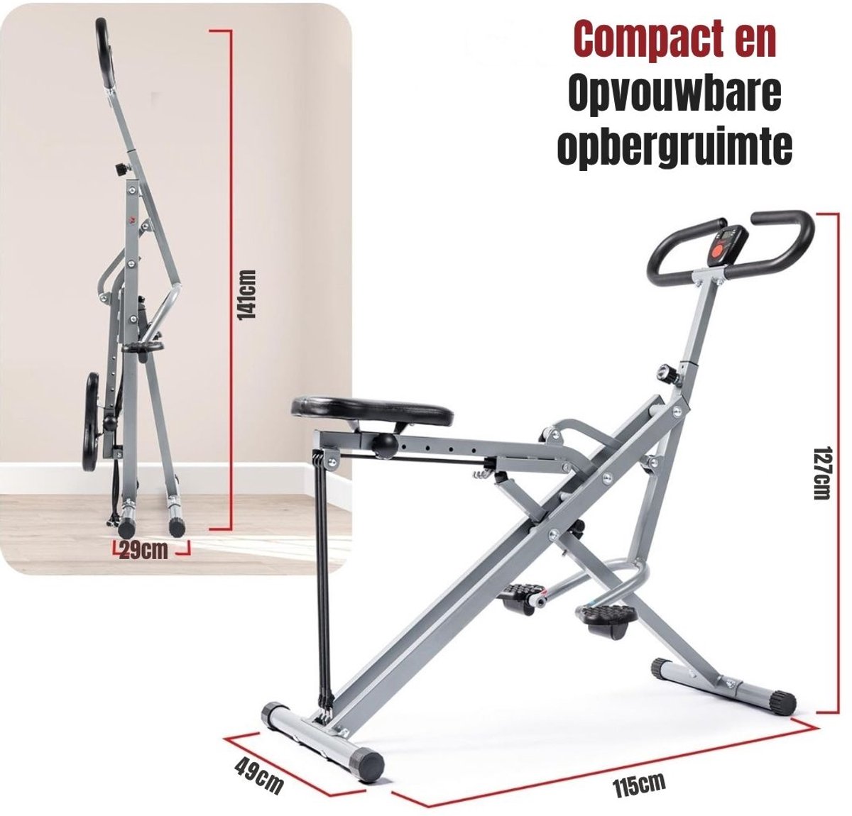 Afbeelding 2 van DD® Roeitrainers - Hometrainers - Roeimachine - 115x49x127cm - Grijs