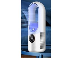 WK Bladloze Vernevelings ventilator – 3-in-1 Koeling, Ventilatie en Bevochtiging – 6 Snelheden – USB Aangedreven – Stille Werking – Timer – Nachtlamp – AI Snelle Koelmodus- Wit