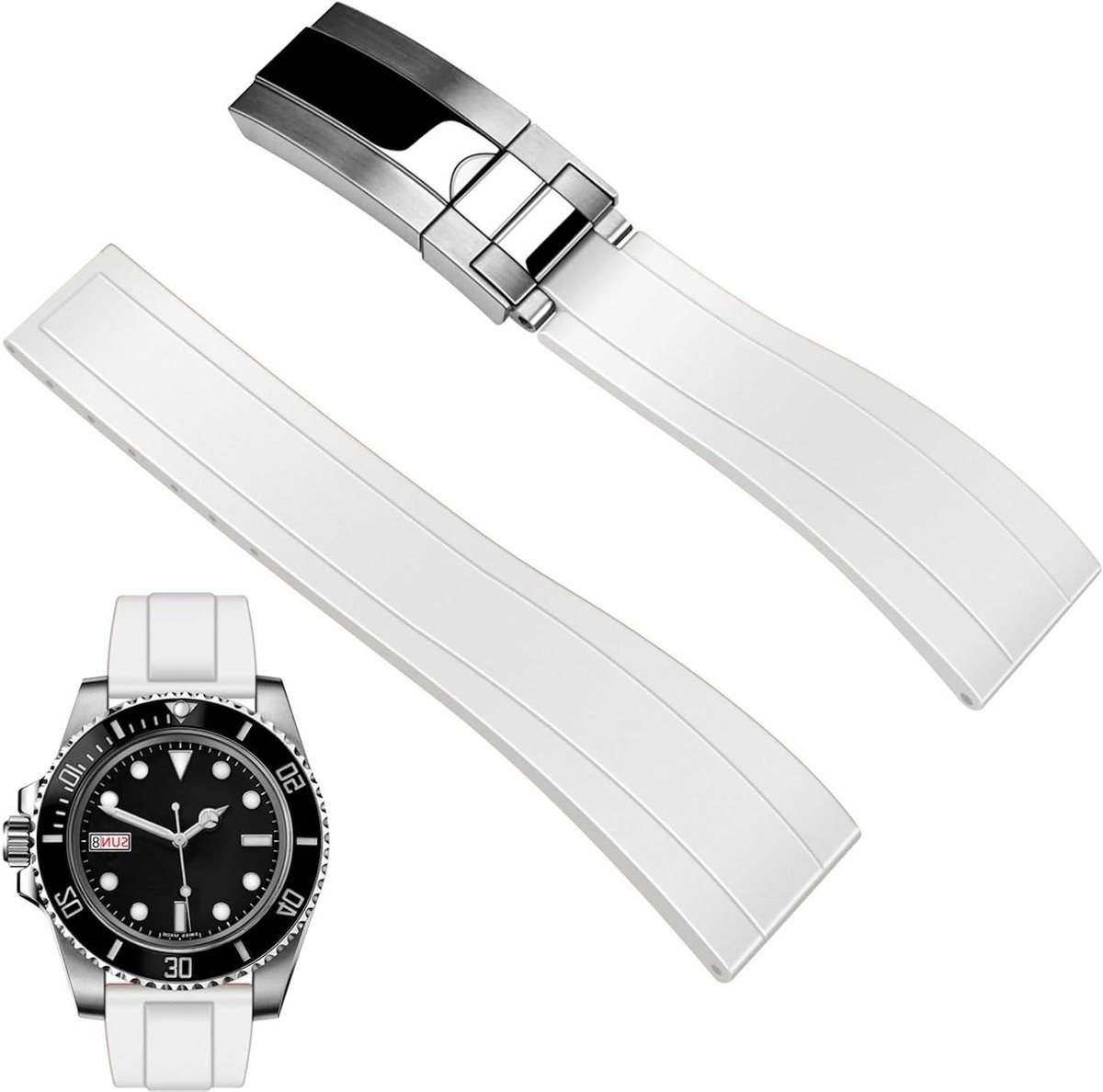 JGS Premium - Rubberen horlogebandje 20 mm voor mannen en vrouwen - Fluorrubber armband - Klassieke vouwsluiting