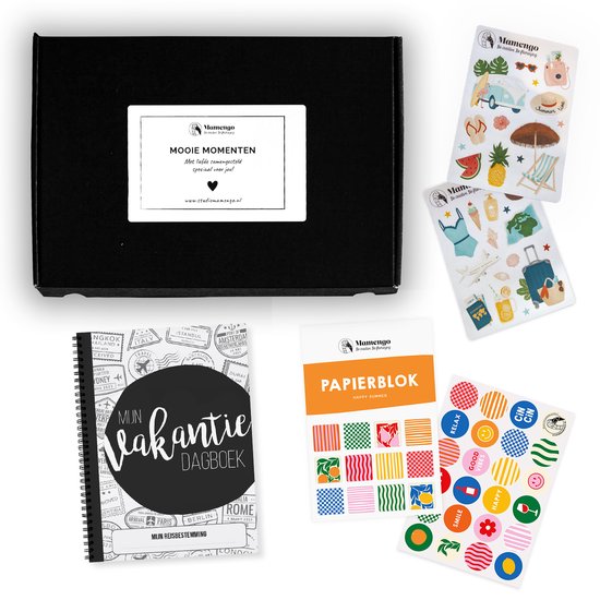 Vakantie pakket Happy Summer - Invulboekpakket - Vakantie dagboek - Reisdagboek met stickers en papierblok