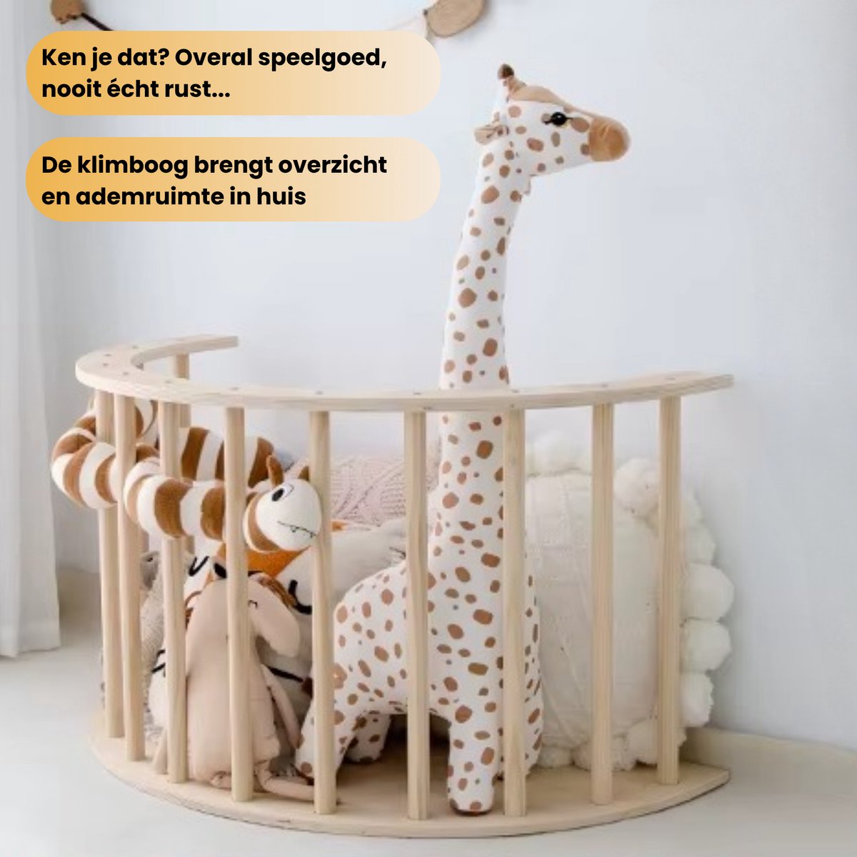 Wobli 5-in-1 Houten Klimboog & Klimrek - Inclusief Kussen - Montessori & Pikler Geïnspireerd - Prikkelarm Speelgoed - Scandinavisch Design - Duurzaam Hout - Vanaf 18 Maanden — afbeelding 3